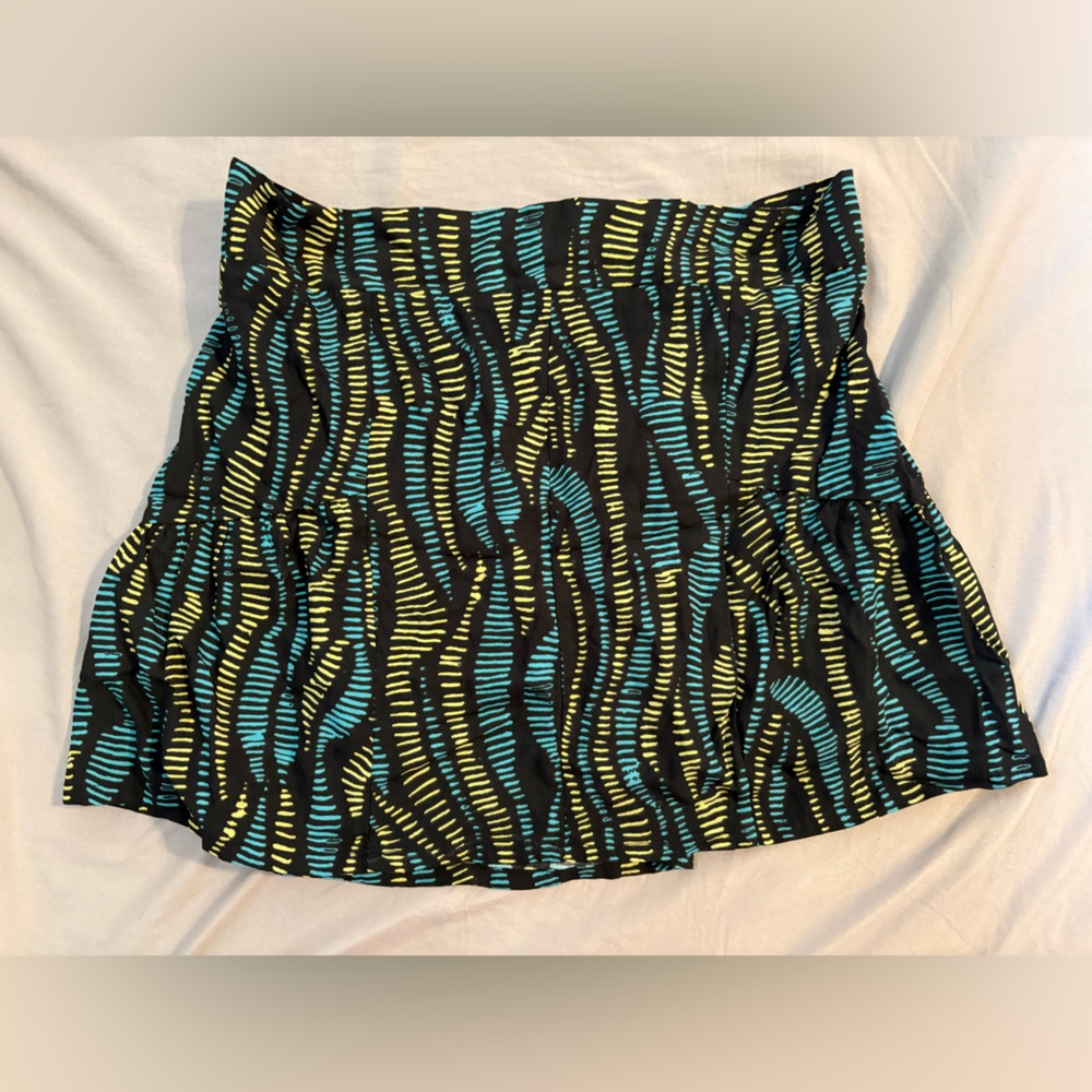 Brand new Valija Gitana Blue and Yellow Asymmetrical Skater Mini Skirt